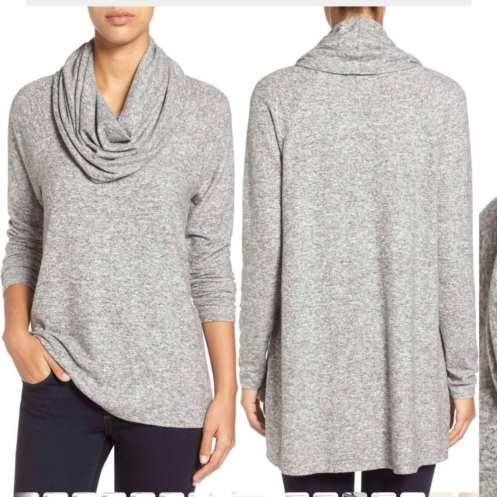 Gibson Heather Gray Cowl Neck Sweater